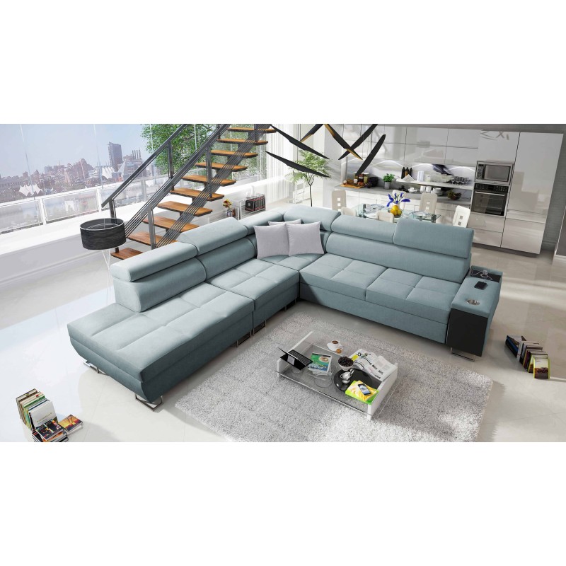 Orbix IX corner sofa with a sleeping function, adjustable headrests, USB port - Weave, Sawana 72