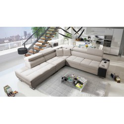 Orbix IX Corner Sofa with Sleeping Function, Adjustable Headrests, USB Port - Velvet, Ultario Velvet 2979
