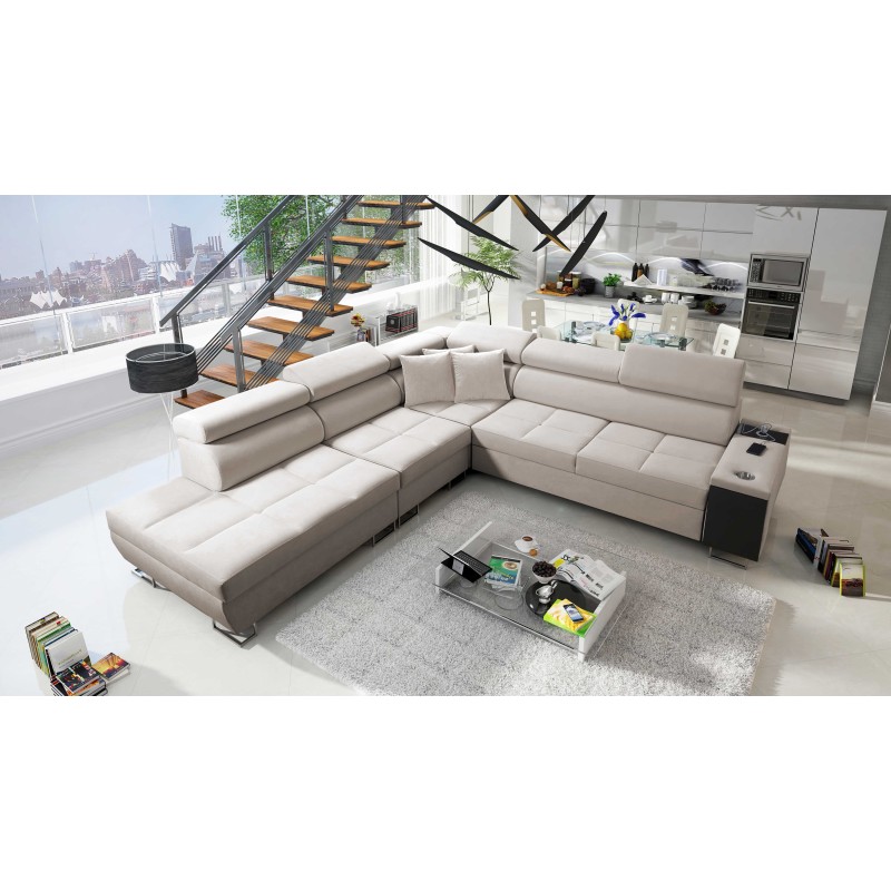 Ecksofa Orbix IX mit Schlaffunktion, verstellbaren Kopfstützen, USB-Anschluss - Velvet, Ultario Velvet 2979