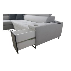 Ecksofa Orbix IX mit Schlaffunktion, verstellbaren Kopfstützen, USB-Anschluss - Samt, Ultario Velvet 2955