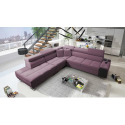 Orbix IX corner sofa with sleeping function, adjustable headrests, USB port - Velvet, Ultario Velvet 2961