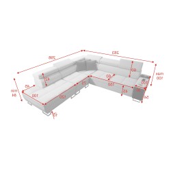 Esquina Orbix IX con función de cama, reposacabezas ajustables, puerto USB - Terciopelo, Ultario Velvet 2961