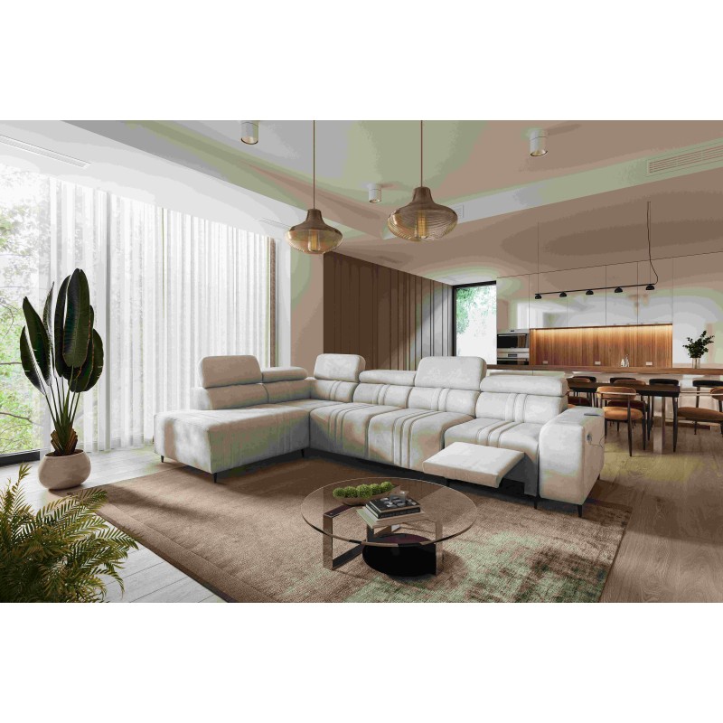 Verona XI Mix Corner Sofa with Sleeping Function in Velvet, Vena 9 - Comfort and Elegance