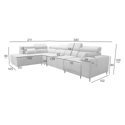 Verona XI Mix Corner Sofa with Sleeping Function in Velvet, Vena 9 - Comfort and Elegance