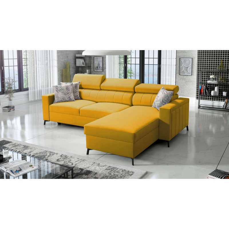 Arco I Maxi Corner Sofa with Velvet, Mono 236: style, functionality, and comfort in one