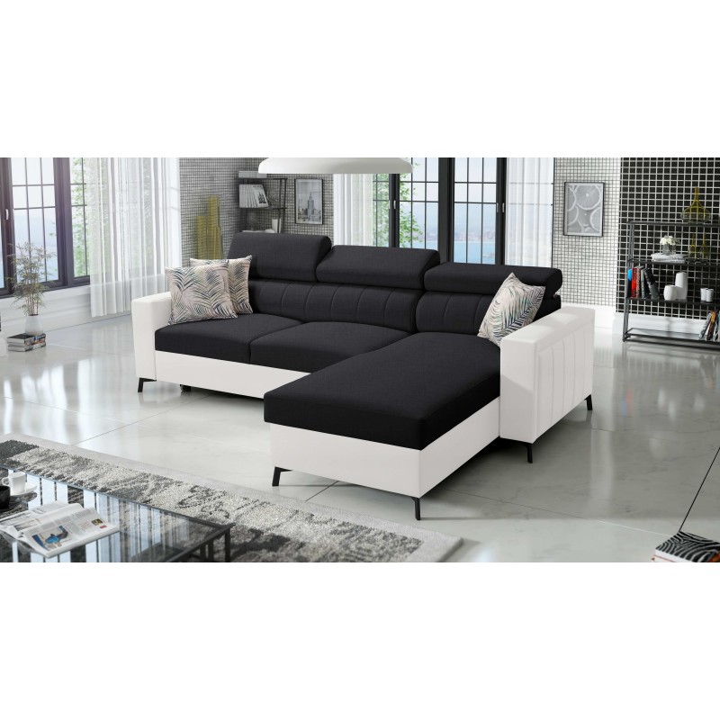 Arco I Maxi Corner Sofa with Woven Fabric, Sawana 14 + Eco-Leather: style, functionality, and comfort in one