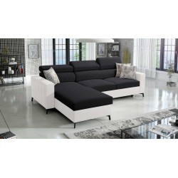 Arco I Maxi Corner Sofa with Woven Fabric, Sawana 14 + Eco-Leather: style, functionality, and comfort in one