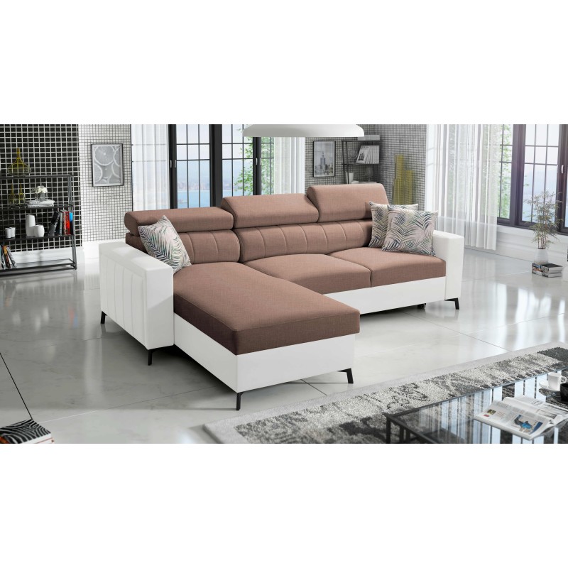 Ecksofa Arco I Maxi mit Geflecht, Sawana 25 + Ökoleder: Stil, Funktionalität und Komfort in einem