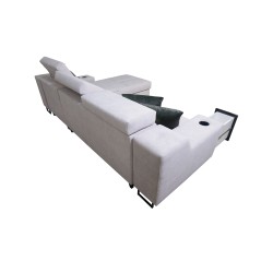 Avanti I mini corner sofa with a sleeping function and a lamp with a USB port, fabric Whisper 3 + Eco-leather