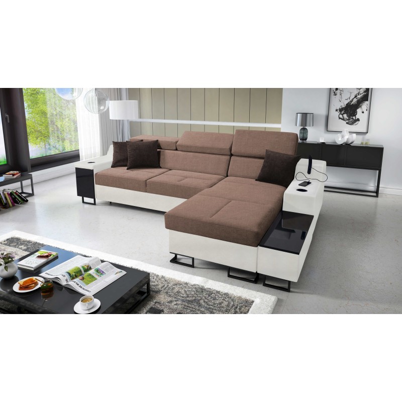 Esquina Avanti I mini con función de dormir y lámpara con puerto USB tela Whisper 25 + Ecocuero