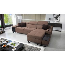 Avanti I Mini Ecksofa mit Schlaffunktion und Lampe mit USB-Anschluss Stoff Sawana 25