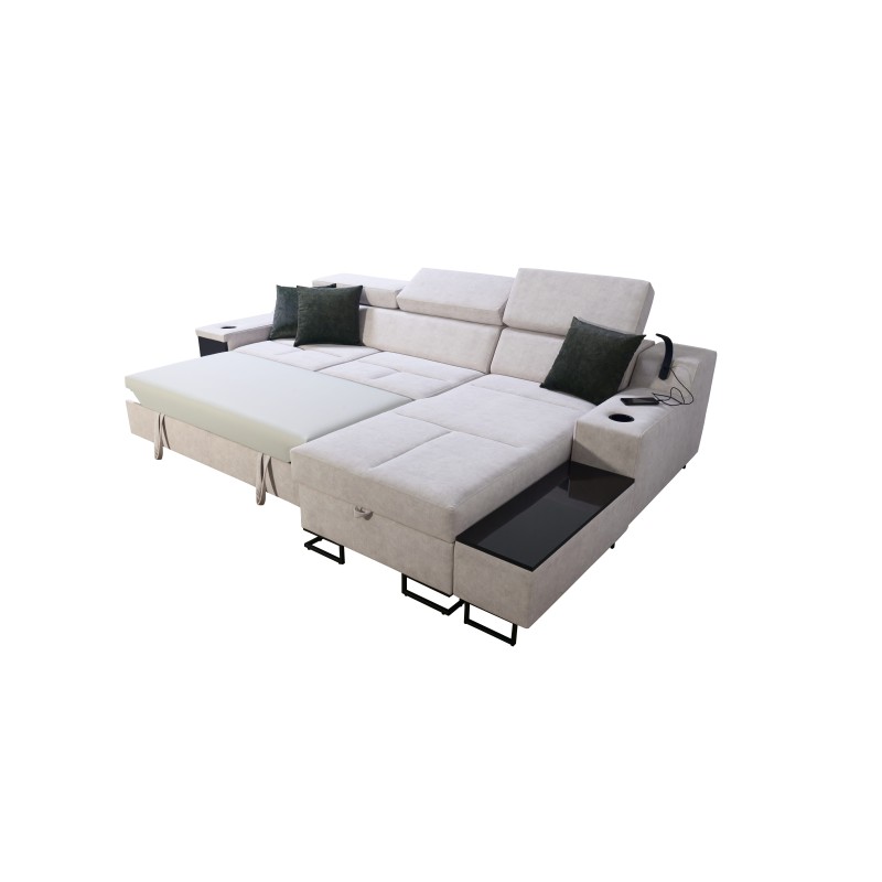 Avanti I mini corner sofa with a sleeping function and a lamp with a USB port, fabric Sawana 96