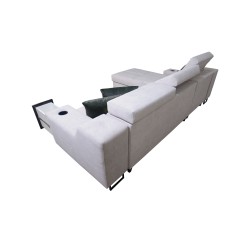 Avanti I mini Ecksofa mit Schlaffunktion und Lampe mit USB-Anschluss Stoff Whisper 11 + Kunstleder