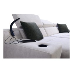 Avanti I mini Ecksofa mit Schlaffunktion und Lampe mit USB-Anschluss Stoff Whisper 11 + Kunstleder