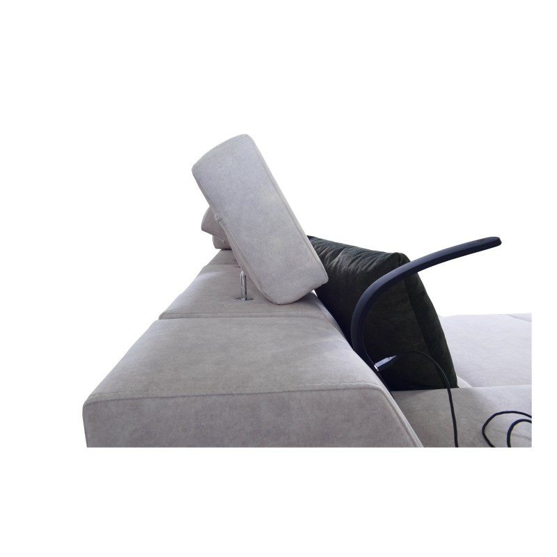 Avanti I mini Ecksofa mit Schlaffunktion und Lampe mit USB-Anschluss Stoff Whisper 11 + Kunstleder