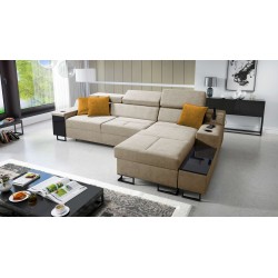 Ecksofa Avanti I maxi mit Schlaffunktion und Lampe mit USB-Anschluss, Stoff Whisper 3
