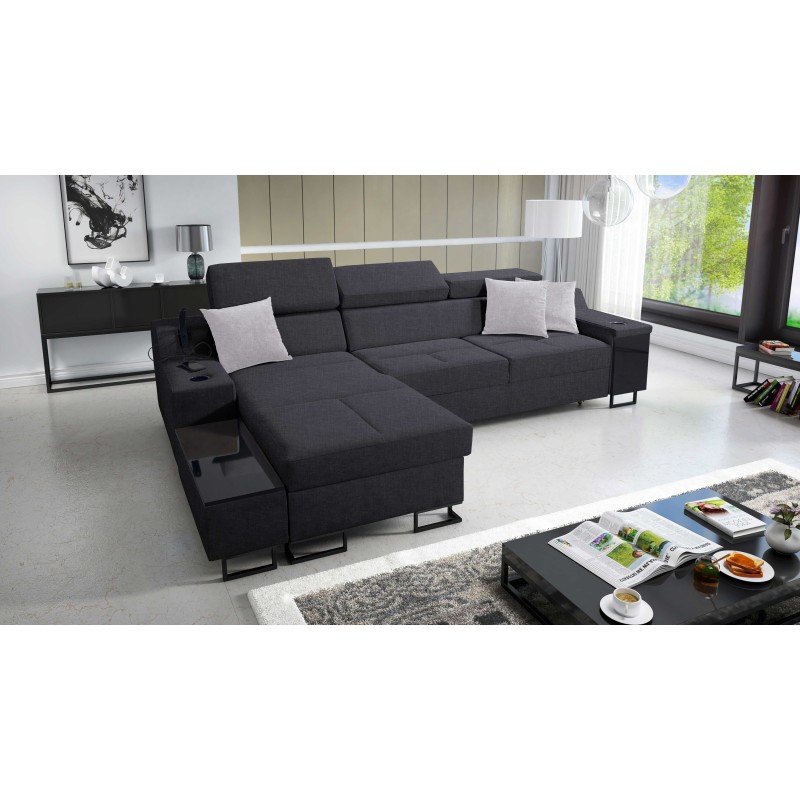Avanti I Maxi corner sofa with sleeping function and lamp with USB port, fabric Sawana 96