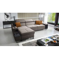 Avanti I maxi corner sofa with sleeping function and lamp with USB port, fabric Whisper 5