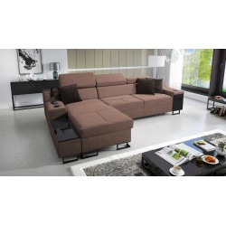 Avanti I Maxi Ecksofa mit Schlaffunktion und Lampe mit USB-Anschluss, Stoff Sawana 25