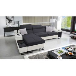 Avanti I Maxi Ecksofa mit Schlaffunktion und Lampe mit USB-Anschluss, Stoff Sawana 96 + Kunstleder