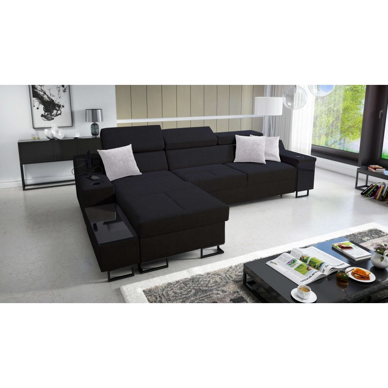 Ecksofa Avanti I maxi mit Schlaffunktion und Lampe mit USB-Anschluss, Stoff Sawana 14