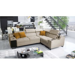 Avanti II corner sofa with a sleeping function and a lamp with a USB port, fabric Whisper 3