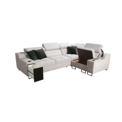 Ecksofa Avanti II mit Schlaffunktion und Lampe mit USB-Anschluss, Stoff Whisper 9