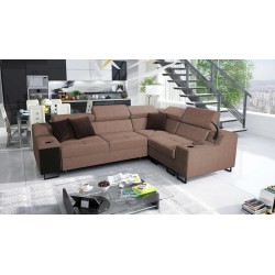 Ecksofa Avanti II mit Schlaffunktion und Lampe mit USB-Anschluss, Stoff Sawana 25