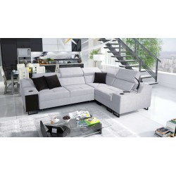 Avanti II corner sofa with a sleeping function and a lamp with a USB port in Sawana 84 fabric
