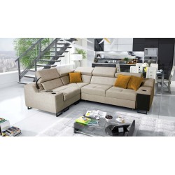 Ecksofa Avanti II mit Schlaffunktion und Lampe mit USB-Anschluss Stoff Whisper 3