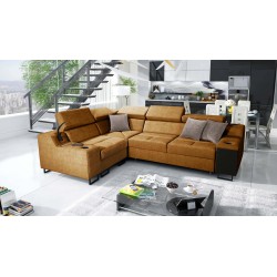 Ecksofa Avanti II mit Schlaffunktion und Lampe mit USB-Anschluss, Stoff Whisper 9