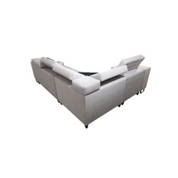 Avanti II corner sofa with a sleeping function and a lamp with a USB port, fabric Whisper 11 + Eco-leather