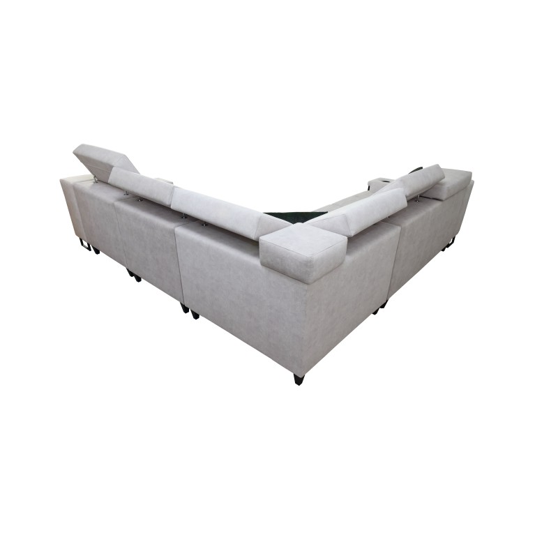 Esquina Avanti III con función de cama y lámpara con puerto USB, tela Whisper 3 + Ecocuero