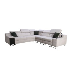 Ecksofa Avanti III mit Schlafunktion und Lampe mit USB-Anschluss Stoff Whisper 5 + Kunstleder