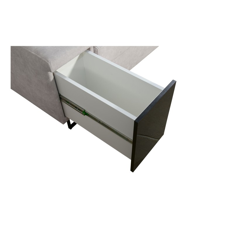 Ecksofa Avanti III mit Schlaffunktion und Lampe mit USB-Anschluss Stoff Sawana 25 + Kunstleder