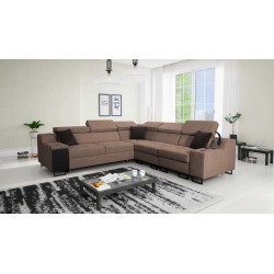 Ecksofa Avanti III mit Schlaffunktion und Lampe mit USB-Anschluss, Stoff Sawana 25