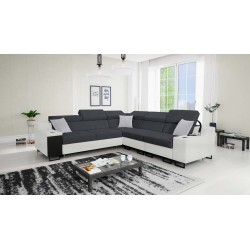 Ecksofa Avanti III mit Schlaffunktion und Lampe mit USB-Anschluss, Stoff Sawana 96 + Kunstleder