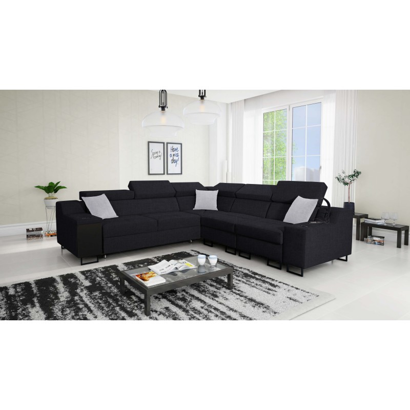 Avanti III corner sofa with a sleeping function and a lamp with a USB port, fabric Sawana 14