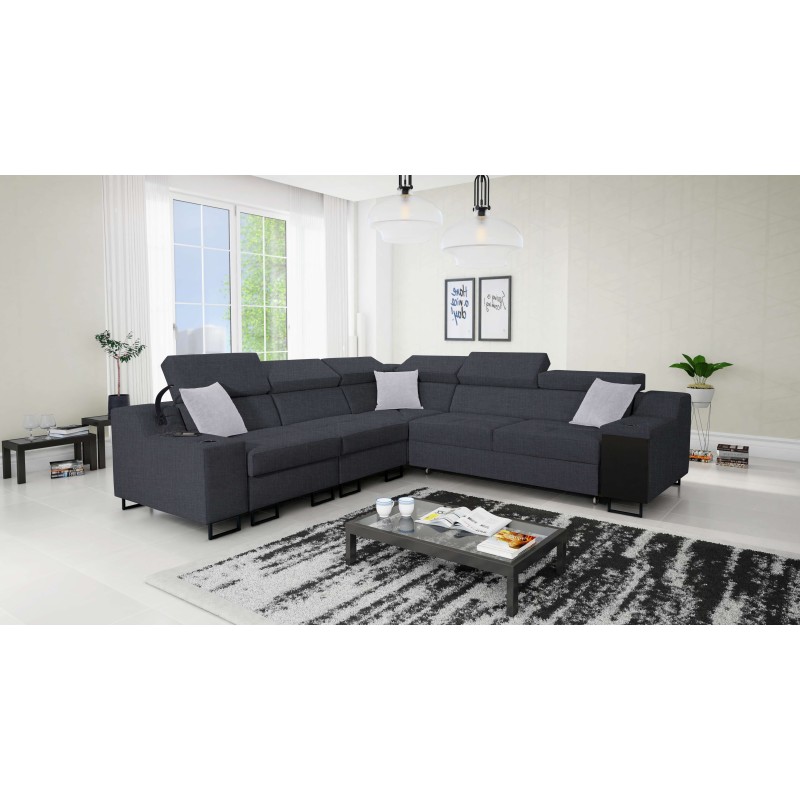 Ecksofa Avanti III mit Schlaffunktion und Lampe mit USB-Anschluss Stoff Sawana 96