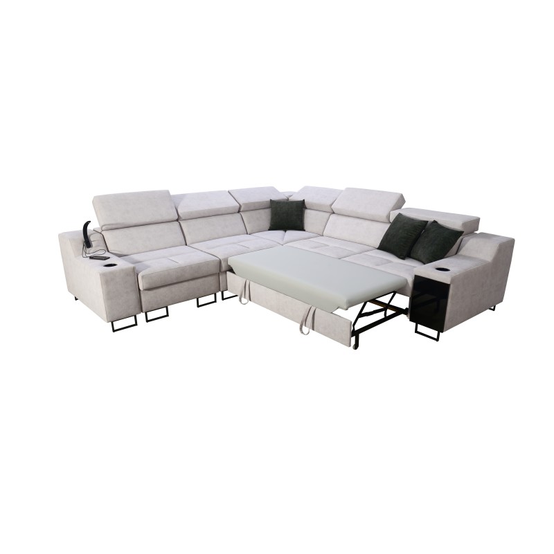 Avanti III corner sofa with a sleeping function and a lamp with a USB port, fabric Sawana 96.
