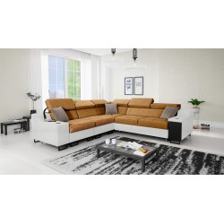 Avanti III corner sofa with a sleeping function and a lamp with a USB port, fabric Whisper 9 + Eco-leather