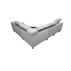 Avanti III corner sofa with a sleeping function and a lamp with a USB port, Whisper 9 fabric + black eco-leather