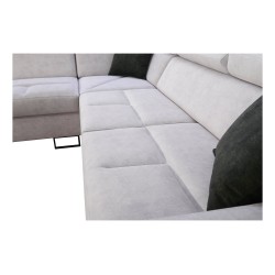 Avanti III corner sofa with a sleeping function and a lamp with a USB port, Whisper 11 fabric + Eco-leather