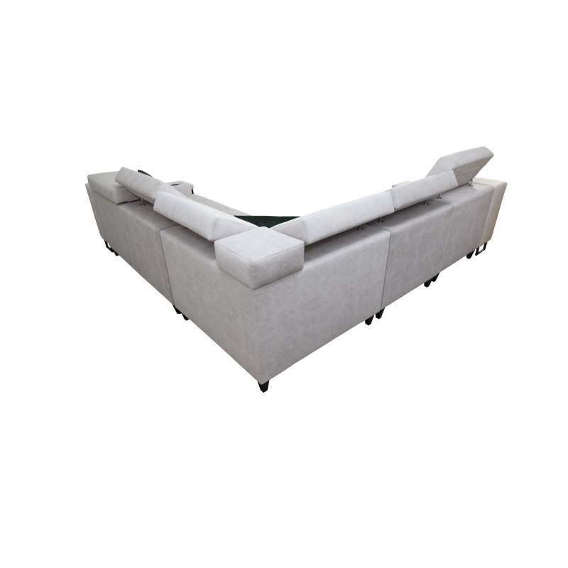 Avanti III corner sofa with a sleeping function and a lamp with a USB port, Whisper 11 fabric + Eco-leather