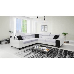Avanti III corner sofa with a sleeping function and a lamp with a USB port, fabric Sawana 84 + Eco-leather