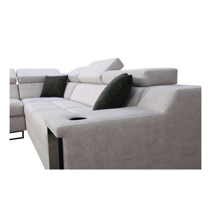 Ecksofa Avanti III mit Schlaffunktion und Lampe mit USB-Anschluss Stoff Sawana 96