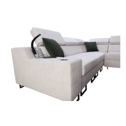 Ecksofa Avanti III mit Schlaffunktion und Lampe mit USB-Anschluss, Stoff Sawana 14