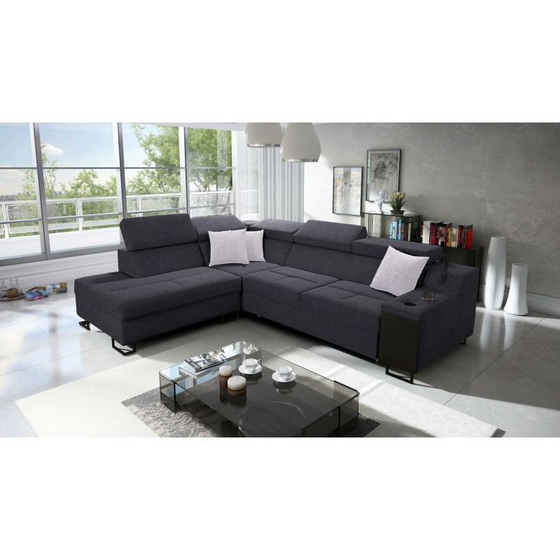 Ecksofa Avanti VII mit Schlaffunktion und Lampe mit USB-Anschluss, Stoff Sawana 96