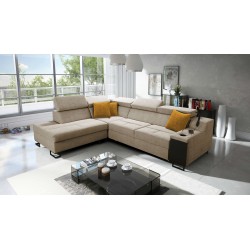 Ecksofa Avanti VII mit Schlaffunktion und Lampe mit USB-Anschluss Stoff Whisper 3