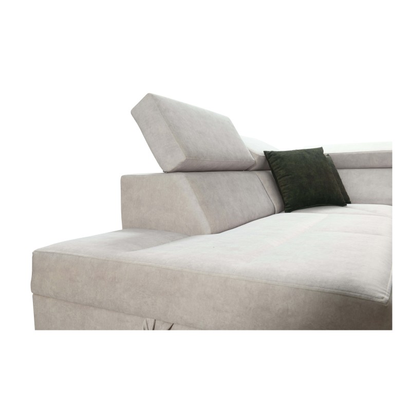 Avanti VII corner sofa with sleeping function and lamp with USB port, fabric Whisper 11 + Eco-leather